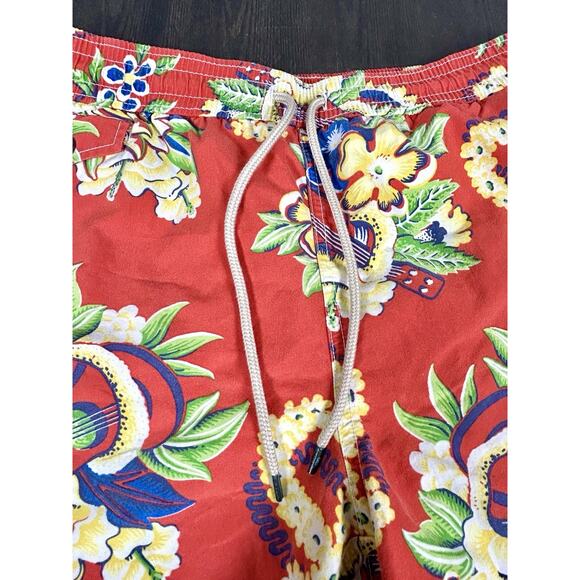 Polo Ralph Lauren Men's Swim Trunks L Red AOP Floral Tropical Drawstring Shorts - Picture 3 of 12